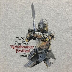 2015 Bay Area Renaissance Festival T Shirt Knight MOSI Gray Adult Tee